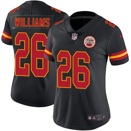 Kansas City Chiefs #26 Damien Williams Black Women's Stitched Limited Rush Jersey Womens cheap jerseys for sale - CheapJerseys.Shop