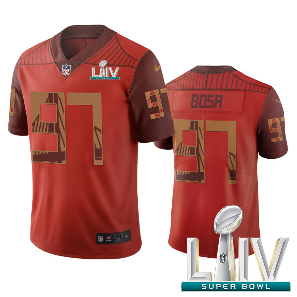 San Francisco 49ers #97 Nick Bosa Orange Super Bowl LIV 2020 Vapor Limited City Edition Jersey cheap jerseys for sale - CheapJerseys.Shop