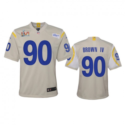Los Angeles Los Angeles Rams #90 Earnest Brown IV Youth Super Bowl LVI Patch Game Jersey - Bone Youth cheap jerseys for sale - CheapJerseys.Shop