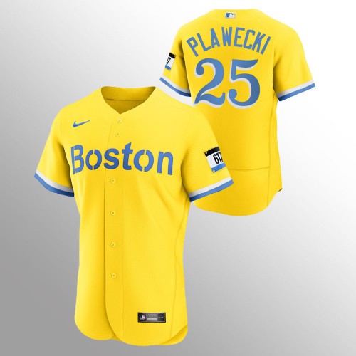 Boston Boston Red Sox #25 Kevin Plawecki Men's 2021 City Connect Gold Authentic Jersey Men's cheap jerseys for sale - CheapJerseys.Shop