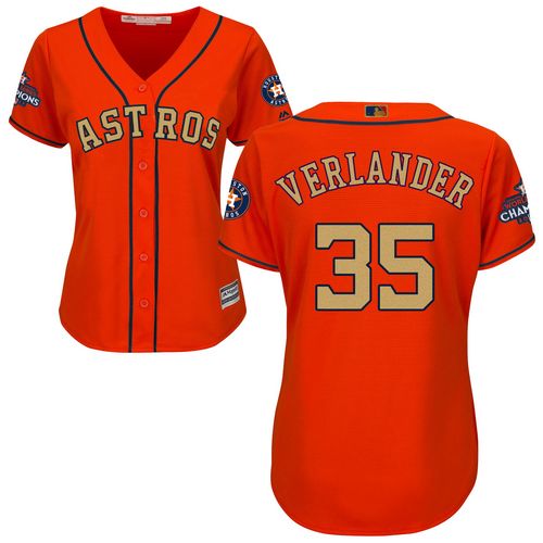 Houston Astros #35 Justin Verlander Orange 2018 Gold Program Cool Base Women's Stitched Jersey Womens cheap jerseys for sale - CheapJerseys.Shop