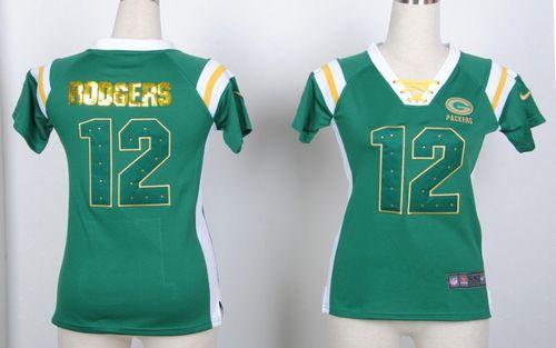 Packers #12 Aaron Rodgers Green Women's Stitched Elite Draft Him Shimmer Jersey cheap jerseys for sale - CheapJerseys.Shop