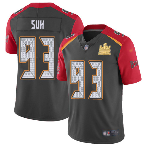 Tampa Bay Buccaneers #93 Ndamukong Suh Gray Men's Super Bowl LV Champions Patch Stitched Limited Inverted Legend Jersey Men's cheap jerseys for sale - CheapJerseys.Shop
