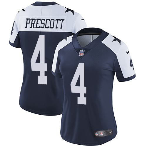 Cowboys #4 Dak Prescott Navy Blue Thanksgiving Women's Stitched Vapor Untouchable Limited Throwback Jersey cheap jerseys for sale - CheapJerseys.Shop