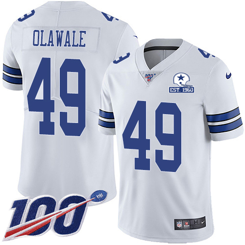 Dallas Cowboys #49 Jamize Olawale White Men's Stitched With Established In 1960 Patch 100th Season Vapor Untouchable Limited Jersey Men's cheap jerseys for sale - CheapJerseys.Shop