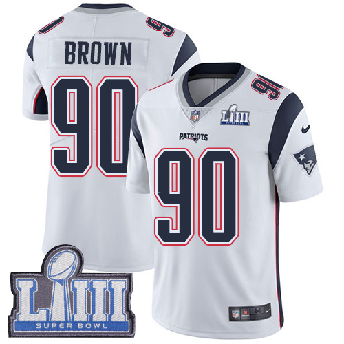 New England Patriots #90 Malcom Brown White Super Bowl LIII Bound Men's Stitched Vapor Untouchable Limited Jersey Men's cheap jerseys for sale - CheapJerseys.Shop