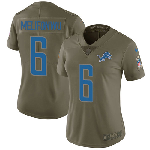 Lions #6 Ifeatu Melifonwu Olive Women's Stitched Limited 2017 Salute To Service Jersey cheap jerseys for sale - CheapJerseys.Shop