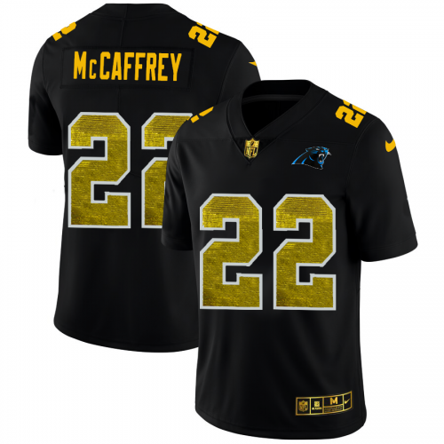 Carolina Carolina Panthers #22 Christian McCaffrey Men's Black Golden Sequin Vapor Limited Jersey Men's cheap jerseys for sale - CheapJerseys.Shop