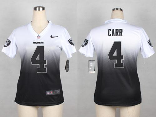 Raiders #4 Derek Carr White/Black Women's Stitched Elite Fadeaway Fashion Jersey cheap jerseys for sale - CheapJerseys.Shop