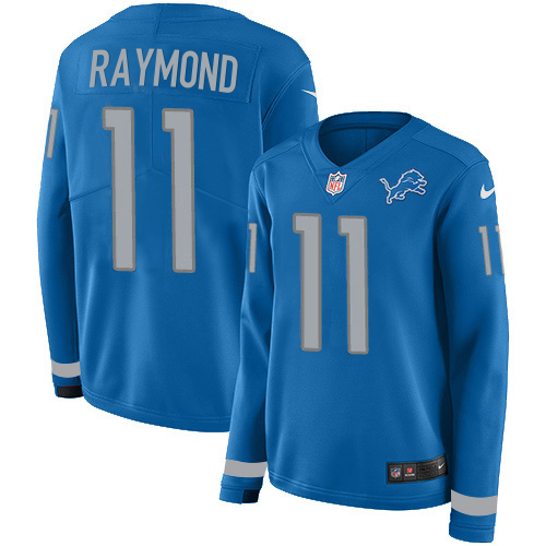 Lions #11 Kalif Raymond Blue Team Color Women's Stitched Limited Therma Long Sleeve Jersey cheap jerseys for sale - CheapJerseys.Shop