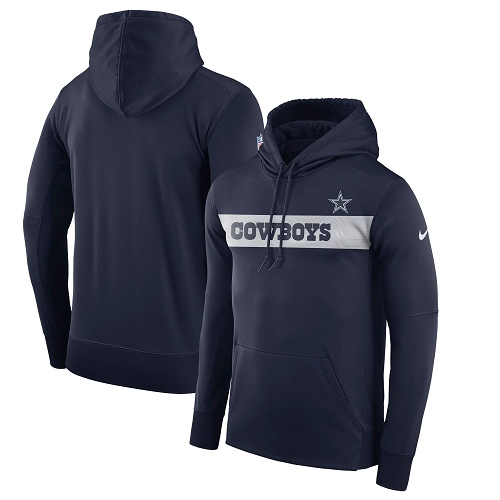 Men's Dallas Cowboys Navy Sideline Team Performance Pullover Hoodie cheap jerseys for sale - CheapJerseys.Shop