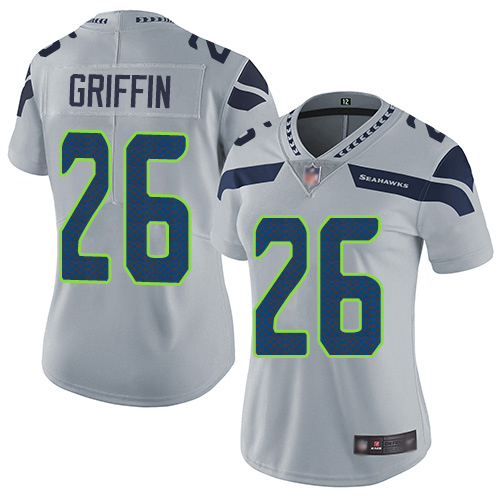 Seattle Seahawks #26 Shaquem Griffin Grey Alternate Women's Stitched Vapor Untouchable Limited Jersey Womens cheap jerseys for sale - CheapJerseys.Shop