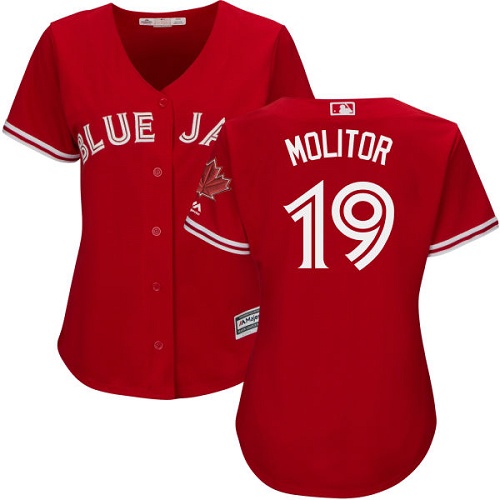 Toronto Blue Jays #19 Paul Molitor Red Canada Day Women's Stitched Jersey Womens cheap jerseys for sale - CheapJerseys.Shop