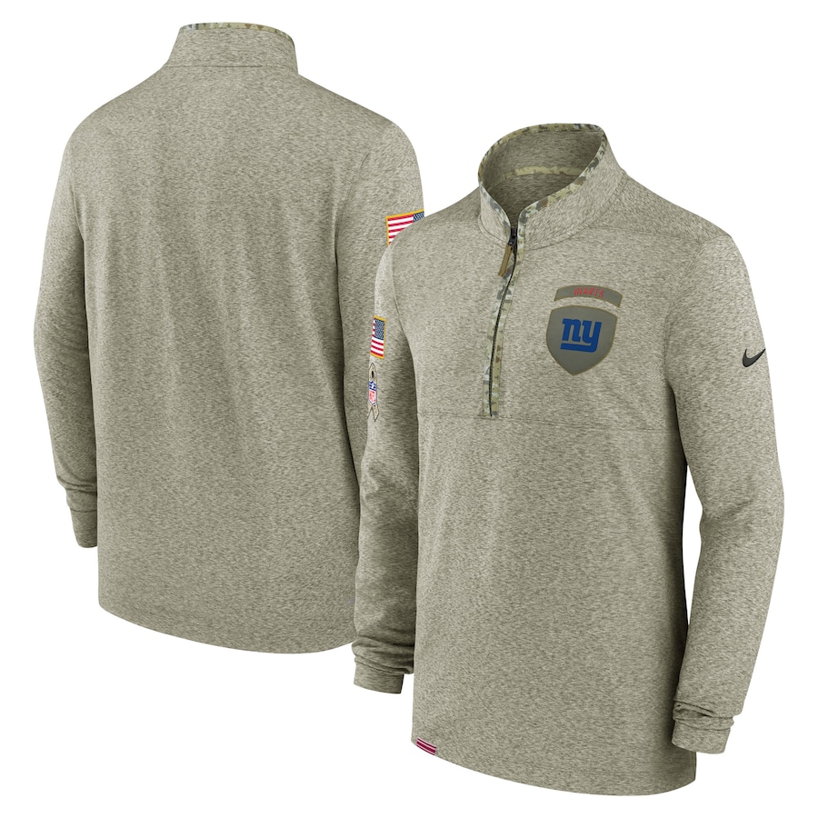 New York Giants 2022 Salute To Service Shield Quarter-Zip Top - Olive cheap jerseys for sale - CheapJerseys.Shop