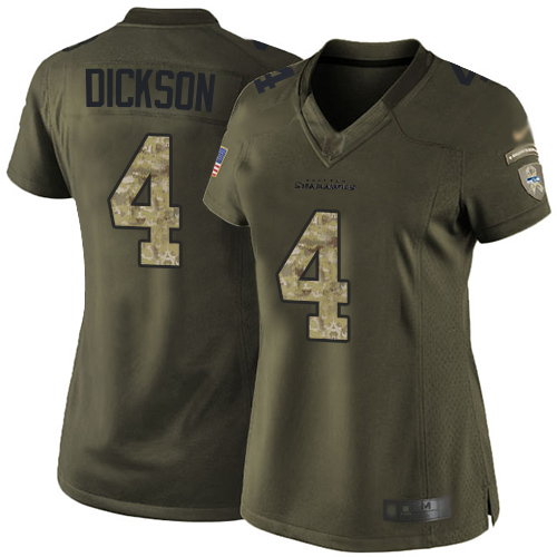 Seattle Seahawks #4 Michael Dickson Green Women's Stitched Limited 2015 Salute to Service Jersey Womens cheap jerseys for sale - CheapJerseys.Shop