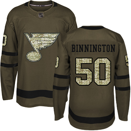 St. Louis Blues #50 Jordan Binnington Green Salute to Service Stitched Jersey Men's cheap jerseys for sale - CheapJerseys.Shop