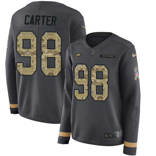 Eagles #98 Jalen Carter Anthracite Salute To Service Women's Stitched Limited Therma Long Sleeve Jersey cheap jerseys for sale - CheapJerseys.Shop