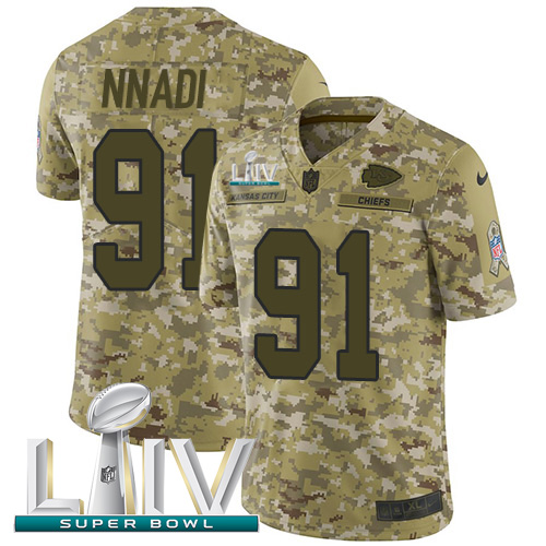 Kansas City Chiefs #91 Derrick Nnadi Camo Super Bowl LIV 2020 Men's Stitched Limited 2018 Salute To Service Jersey Men's cheap jerseys for sale - CheapJerseys.Shop