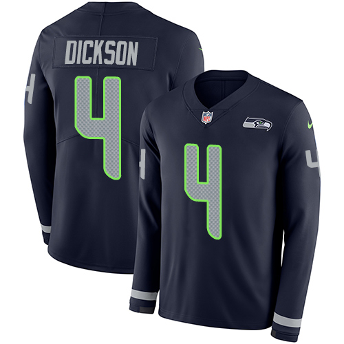 Seattle Seahawks #4 Michael Dickson Steel Blue Team Color Men's Stitched Limited Therma Long Sleeve Jersey Men's cheap jerseys for sale - CheapJerseys.Shop