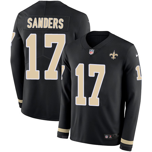 New Orleans Saints #17 Emmanuel Sanders Black Team Color Youth Stitched Limited Therma Long Sleeve Jersey Youth cheap jerseys for sale - CheapJerseys.Shop