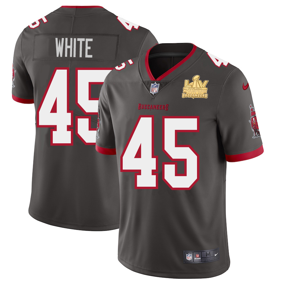 Tampa Bay Buccaneers #45 Devin White Youth Super Bowl LV Champions Patch Pewter Alternate Vapor Limited Jersey cheap jerseys for sale - CheapJerseys.Shop