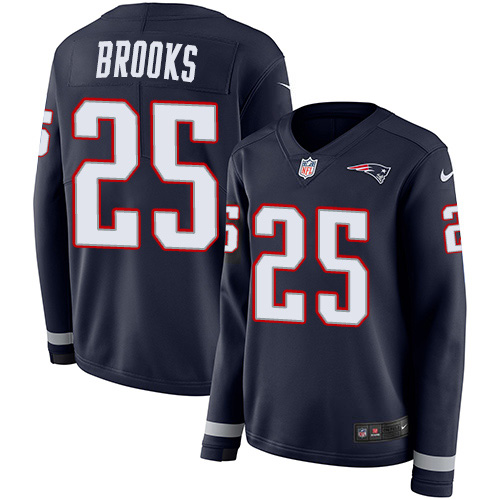 New England Patriots #25 Terrence Brooks Navy Blue Team Color Women's Stitched Limited Therma Long Sleeve Jersey Womens cheap jerseys for sale - CheapJerseys.Shop