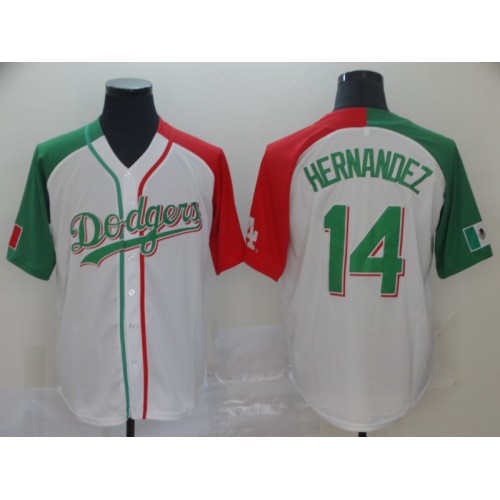 Los Angeles Los Angeles Dodgers Mexico #14 Enrique Hernandez Split Fashion Jersey White Men's cheap jerseys for sale - CheapJerseys.Shop