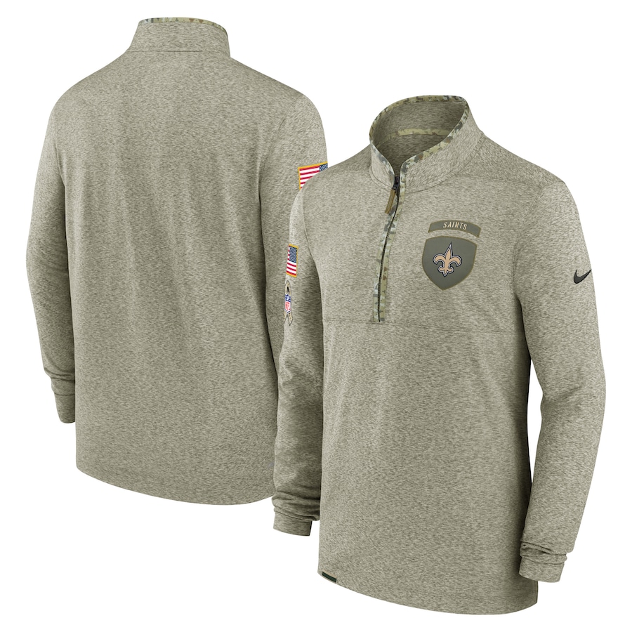 New Orleans Saints 2022 Salute To Service Shield Quarter-Zip Top - Olive cheap jerseys for sale - CheapJerseys.Shop