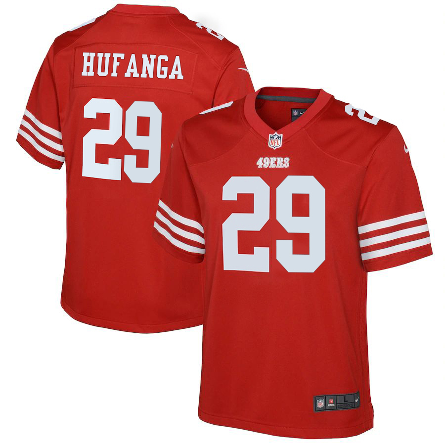 San Francisco 49ers #29 Talanoa Hufanga Scarlet Youth 2022-23 Game Jersey cheap jerseys for sale - CheapJerseys.Shop