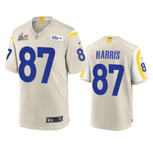 Los Angeles Los Angeles Rams #87 Jacob Harris Men's Super Bowl LVI Patch Game Jersey - Bone Men's cheap jerseys for sale - CheapJerseys.Shop