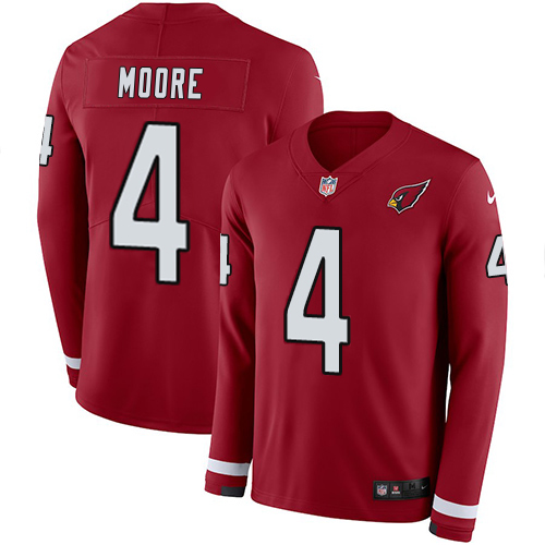 Cardinals #4 Rondale Moore Red Team Color Men's Stitched Limited Therma Long Sleeve Jersey cheap jerseys for sale - CheapJerseys.Shop