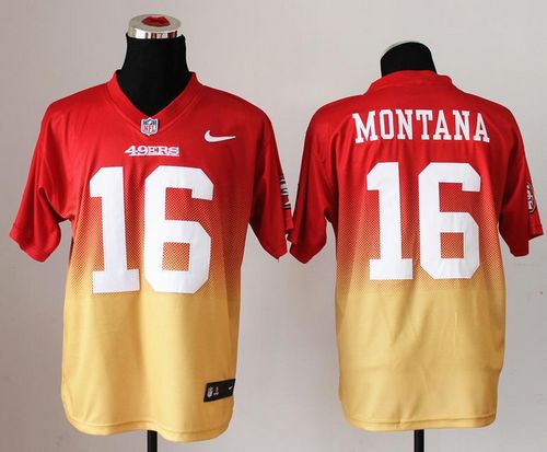 49ers #16 Joe Montana Red/Gold Men's Stitched Elite Fadeaway Fashion Jersey cheap jerseys for sale - CheapJerseys.Shop