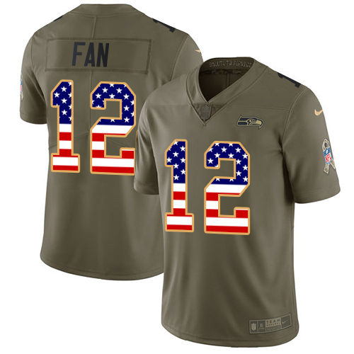 Seahawks #12 Fan Olive/USA Flag Youth Stitched Limited 2017 Salute To Service Jersey cheap jerseys for sale - CheapJerseys.Shop