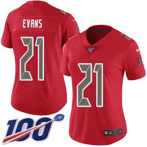 Tampa Bay Buccaneers #21 Justin Evans Red Women's Stitched Limited Rush 100th Season Jersey Womens cheap jerseys for sale - CheapJerseys.Shop