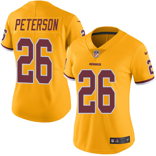 Washington Commanders #26 Adrian Peterson Gold Women's Stitched Limited Rush Jersey Womens cheap jerseys for sale - CheapJerseys.Shop