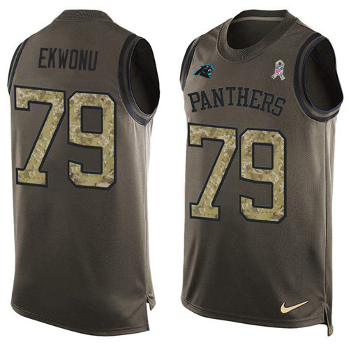 Panthers #79 Ikem Ekwonu Green Men's Stitched Limited Salute To Service Tank Top Jersey cheap jerseys for sale - CheapJerseys.Shop