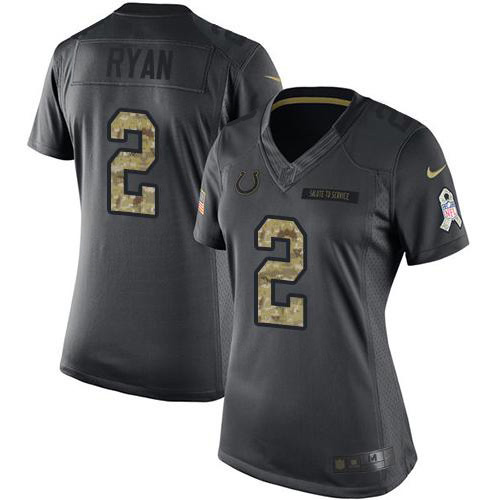 Colts #2 Matt Ryan Black Women's Stitched Limited 2016 Salute To Service Jersey cheap jerseys for sale - CheapJerseys.Shop