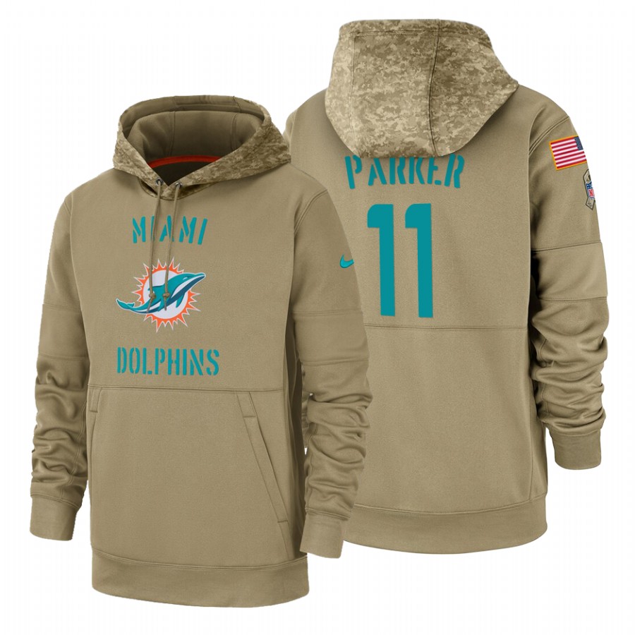 Miami Dolphin #11 Devante Parker Tan 2019 Salute To Service Name & Number Sideline Therma Pullover Hoodie cheap jerseys for sale - CheapJerseys.Shop