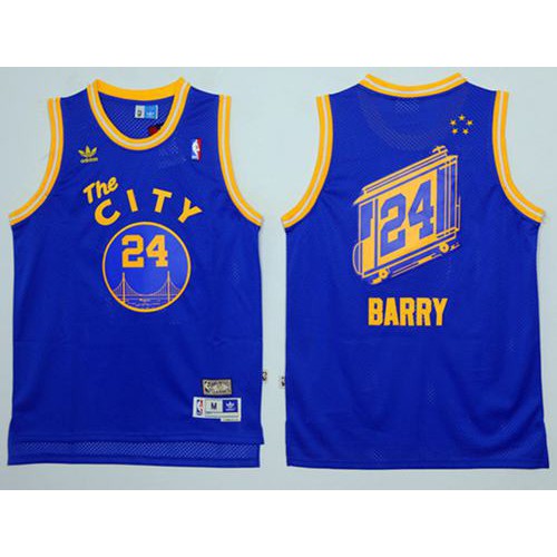 Golden State Warriors #24 Rick Barry Blue Throwback The City Stitched Jersey Mens cheap jerseys for sale - CheapJerseys.Shop