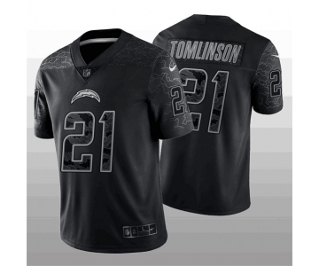 Men's Youth Women's Los Angeles Chargers #21 LaDainian Tomlinson Black Reflective Limited Stitched Jersey cheap jerseys for sale - CheapJerseys.Shop