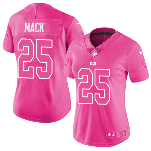 Indianapolis Colts #25 Marlon Mack Pink Women's Stitched Limited Rush Fashion Jersey Womens cheap jerseys for sale - CheapJerseys.Shop
