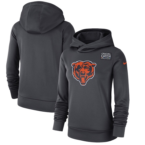 Women's Chicago Bears Anthracite Crucial Catch Performance Pullover Hoodie cheap jerseys for sale - CheapJerseys.Shop