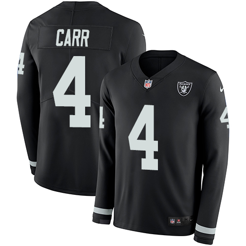 Raiders #4 Derek Carr Black Team Color Youth Stitched Limited Therma Long Sleeve Jersey cheap jerseys for sale - CheapJerseys.Shop
