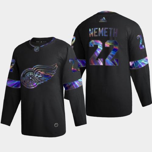 Detroit Detroit Red Wings #22 Patrik Nemeth Men's Iridescent Holographic Collection Jersey - Black Men's cheap jerseys for sale - CheapJerseys.Shop