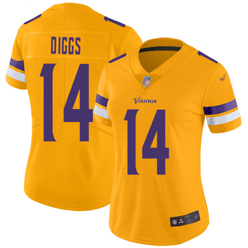 Minnesota Vikings #14 Stefon Diggs Gold Women's Stitched Limited Inverted Legend Jersey Womens cheap jerseys for sale - CheapJerseys.Shop