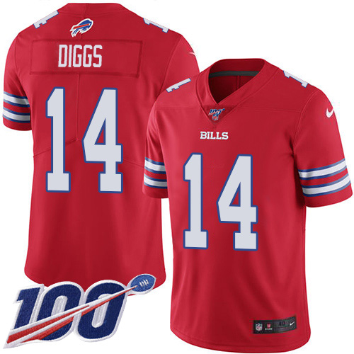 Bills #14 Stefon Diggs Red Youth Stitched Limited Rush 100th Season Jersey cheap jerseys for sale - CheapJerseys.Shop