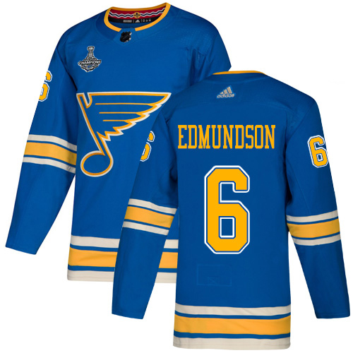 St. Louis Blues #6 Joel Edmundson Blue Alternate Authentic 2019 Stanley Cup Champions Stitched Jersey Men's cheap jerseys for sale - CheapJerseys.Shop
