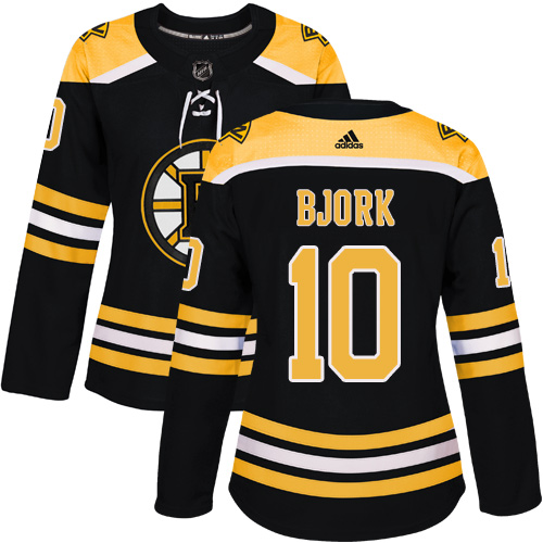 Boston Bruins #10 Anders Bjork Black Home Authentic Women's Stitched Jersey Womens cheap jerseys for sale - CheapJerseys.Shop