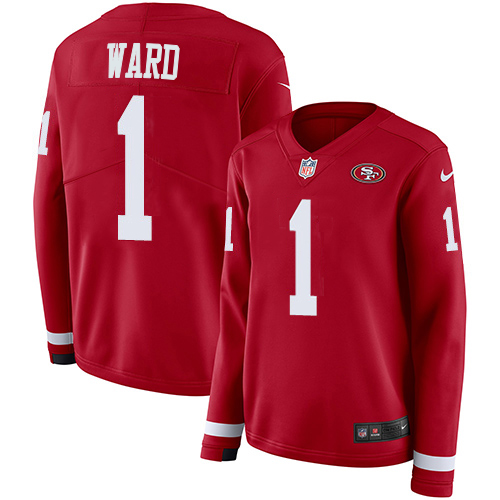 49ers #1 Jimmie Ward Red Team Color Women's Stitched Limited Therma Long Sleeve Jersey cheap jerseys for sale - CheapJerseys.Shop