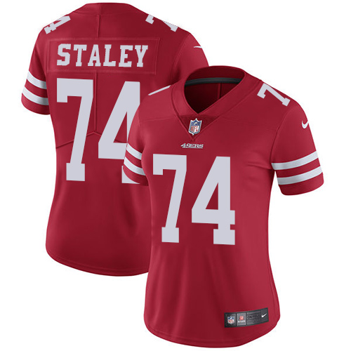 San Francisco 49ers #74 Joe Staley Red Team Color Women's Stitched Vapor Untouchable Limited Jersey Womens cheap jerseys for sale - CheapJerseys.Shop